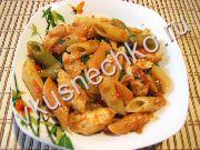 приготовление блюд из макарон: пошаговый рецепт Пенне с жареными помидорами и курицей с фото