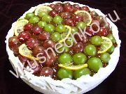приготовление блюд из фруктов: пошаговый рецепт Виноградный торт с кремом *Сабайон* с фото